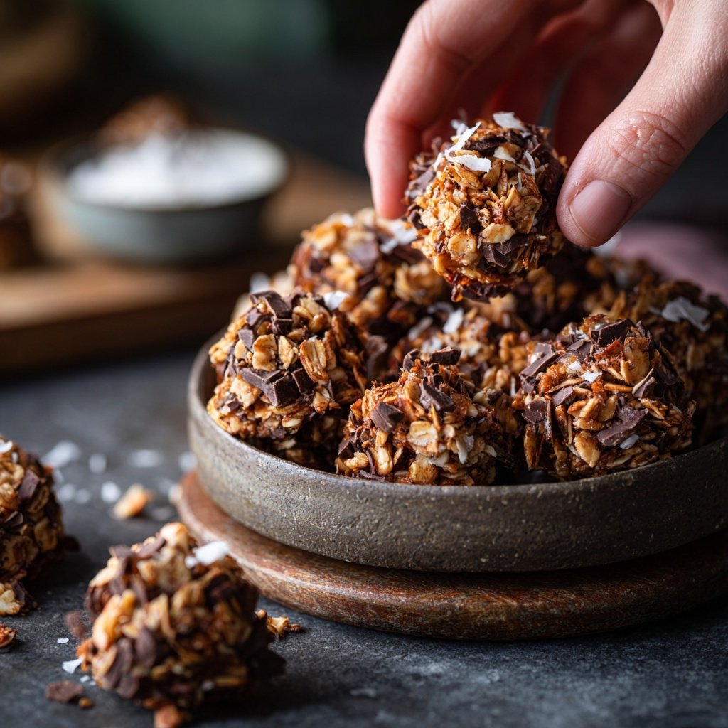 Chocolate Almond Coconut Granola Bites