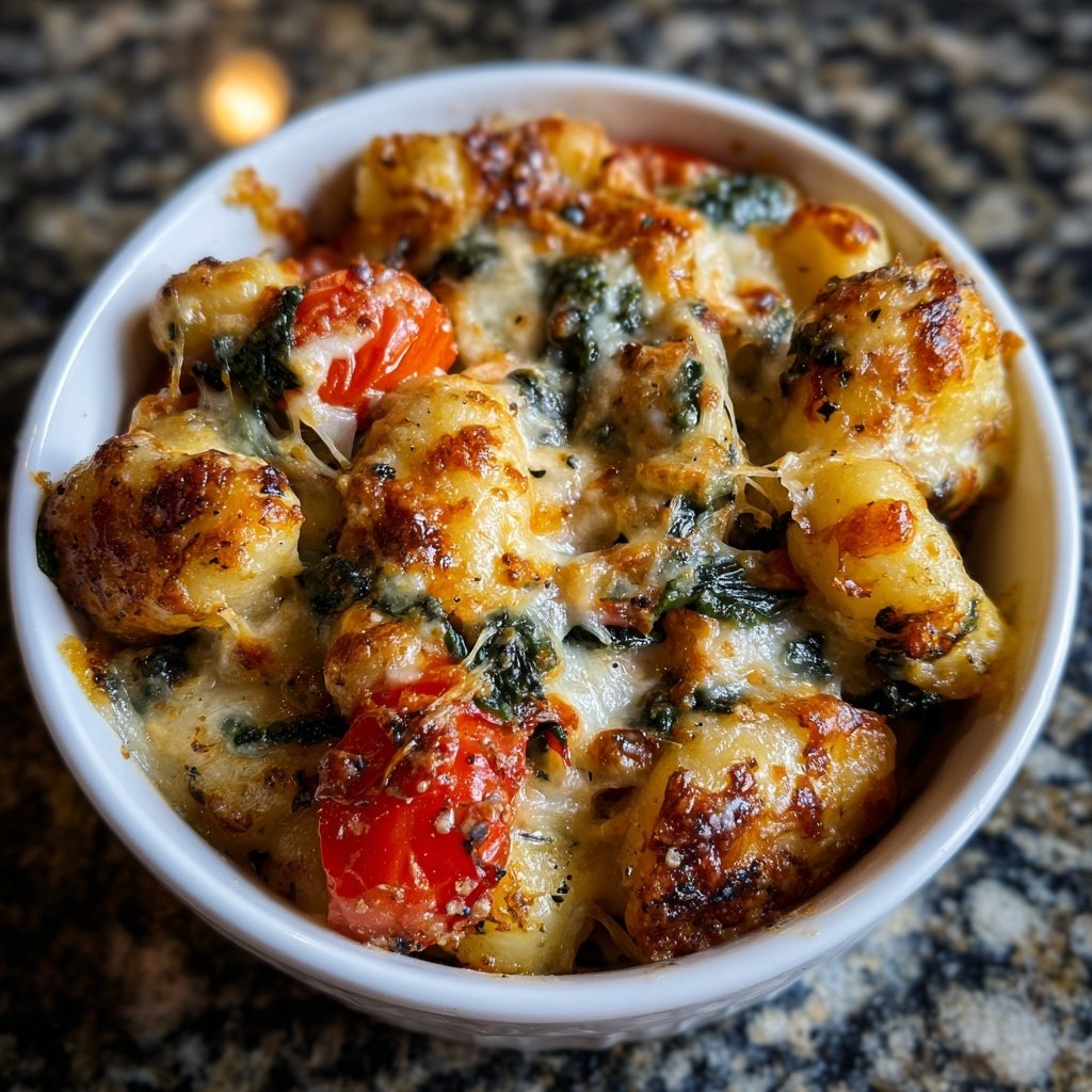 Baked Tomato Spinach Gnocchi
