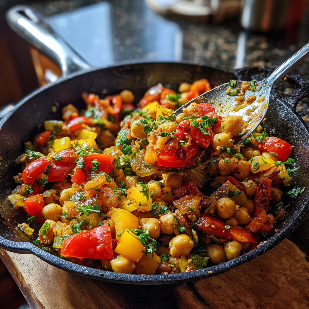 Healthy Dinner Mediterranean Chickpea Skillet