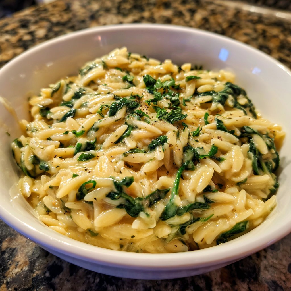 Creamy Spinach Parmesan Orzo