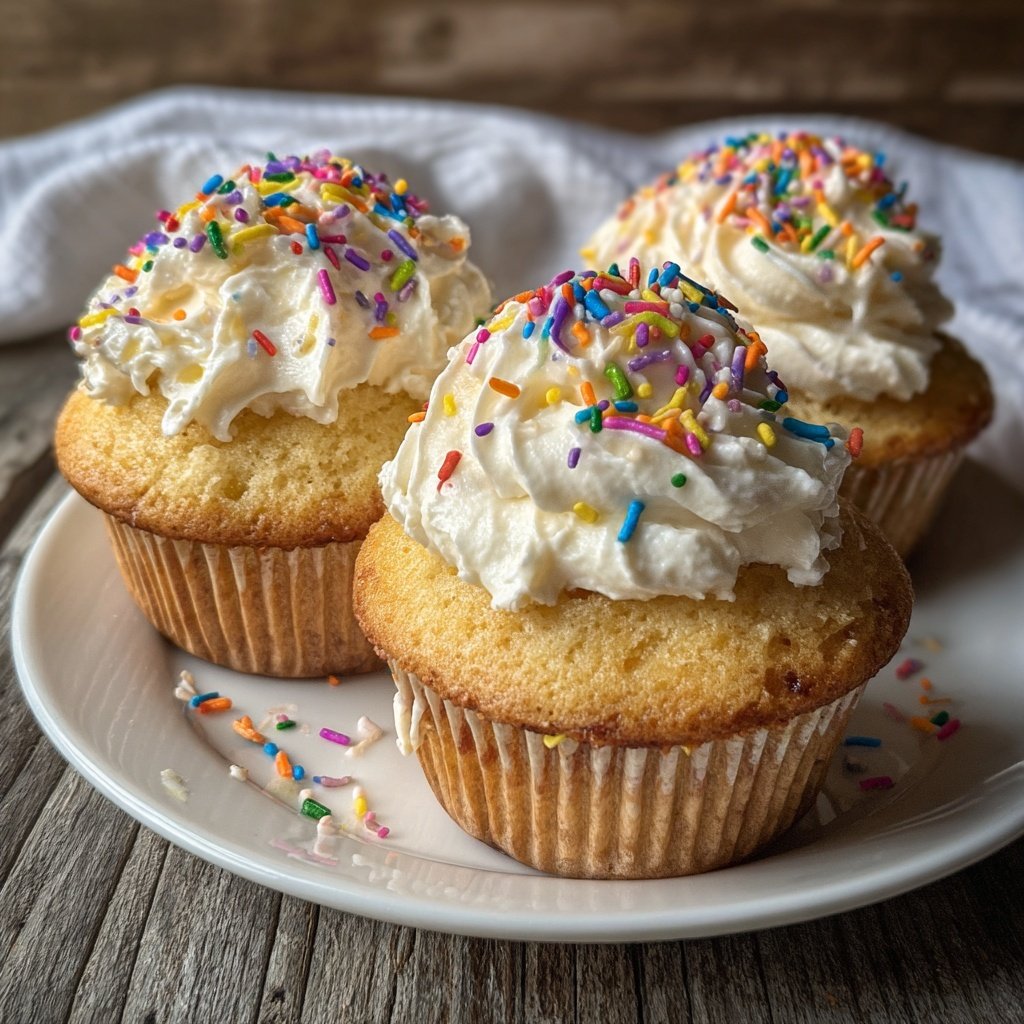 Classic Soft Vanilla Birthday Cupcakes