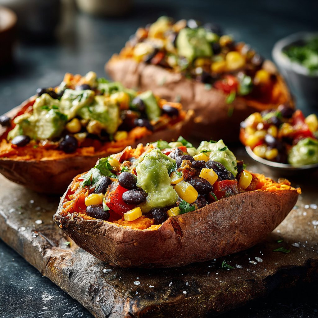Baked Sweet Potato Veggie Boats