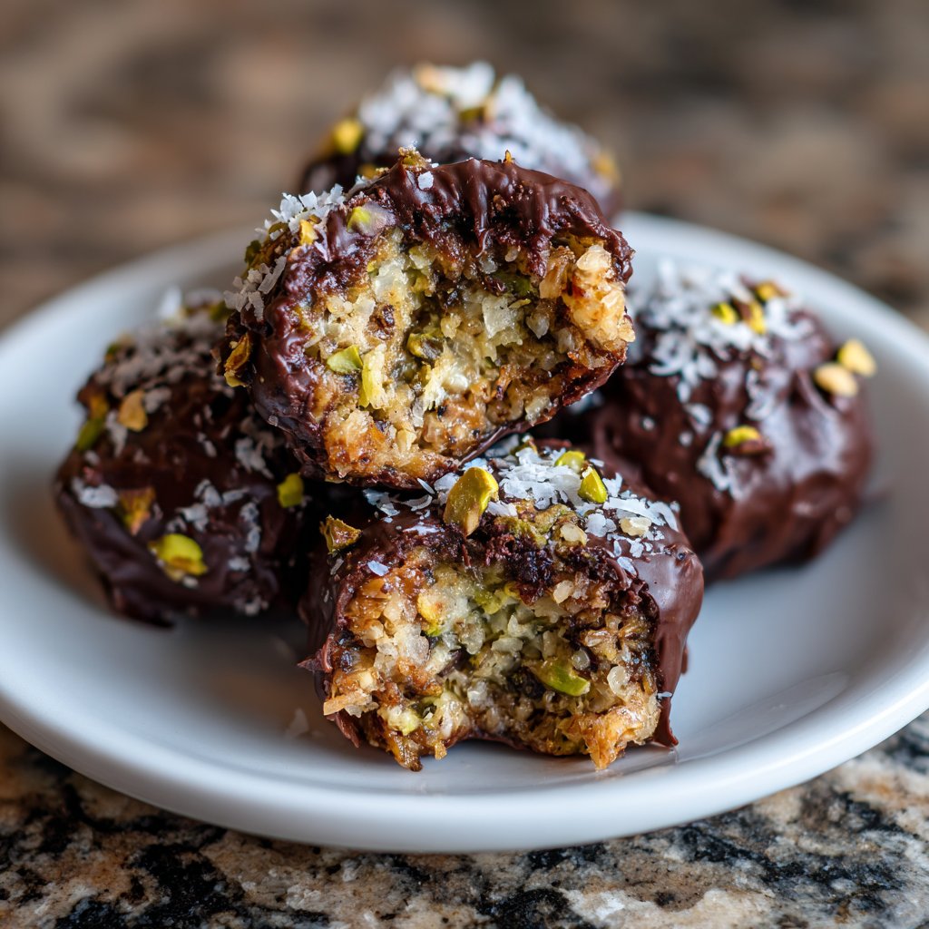 Chocolate Pistachio Coconut Bites