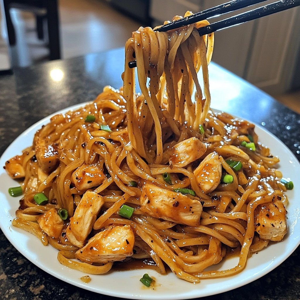 Sticky Garlic Chicken Noodles