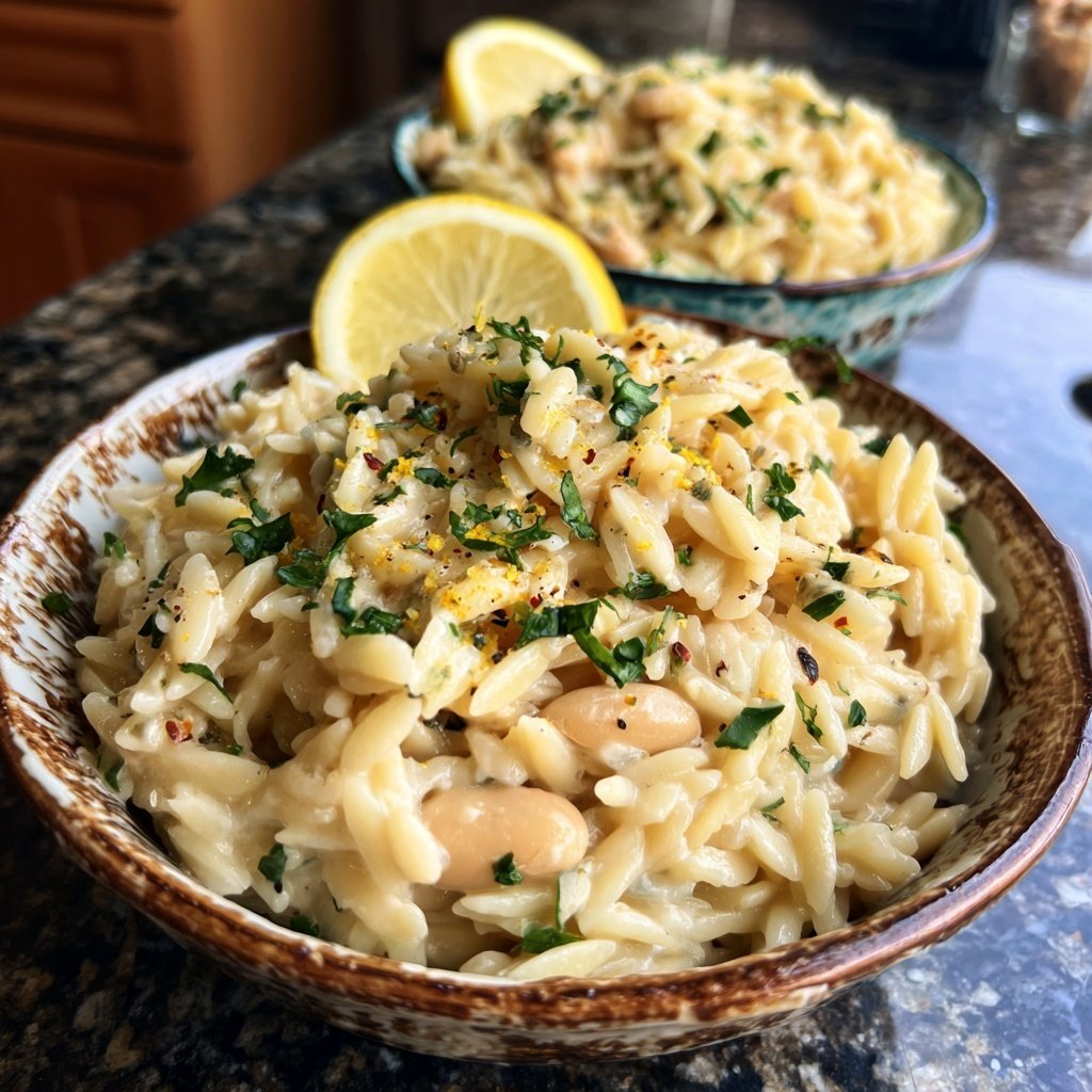 Creamy Lemon White Bean Orzo