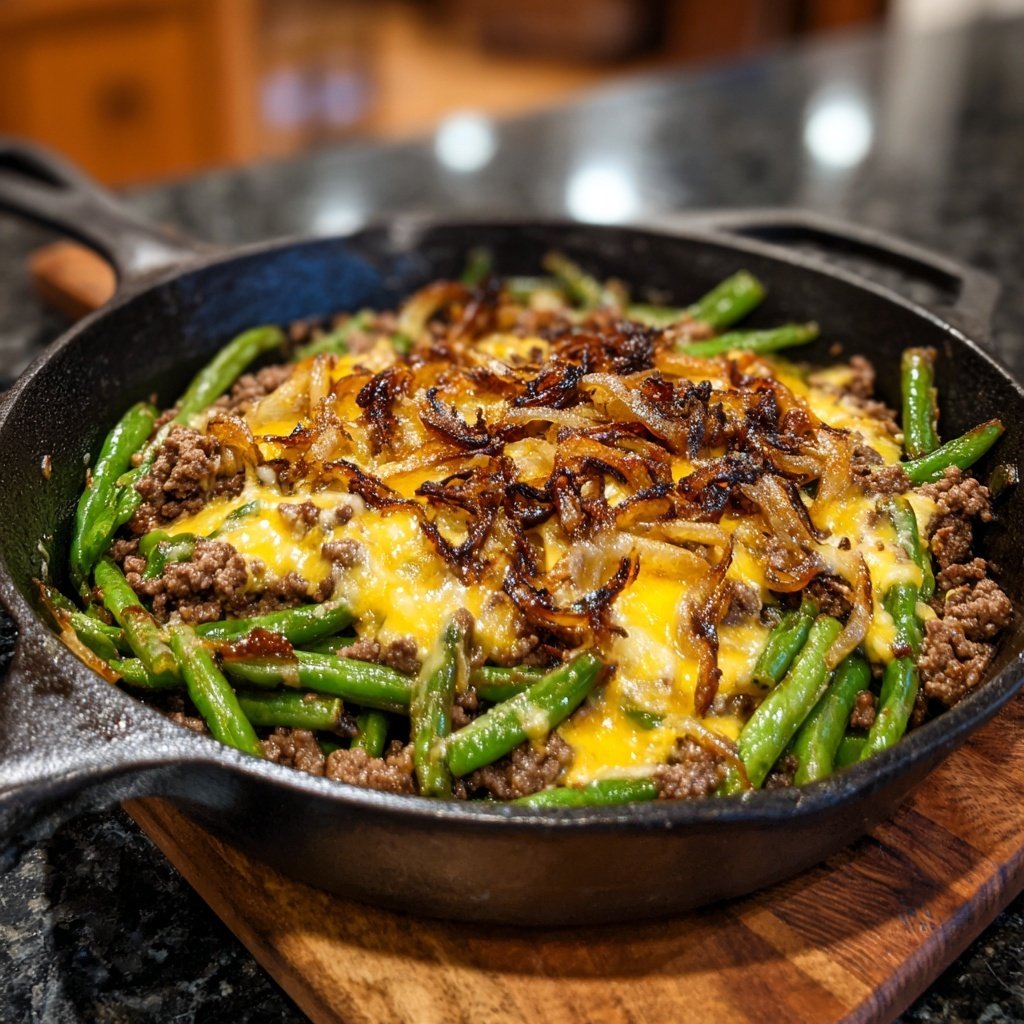 Hamburger Meat And Green Bean Skillet