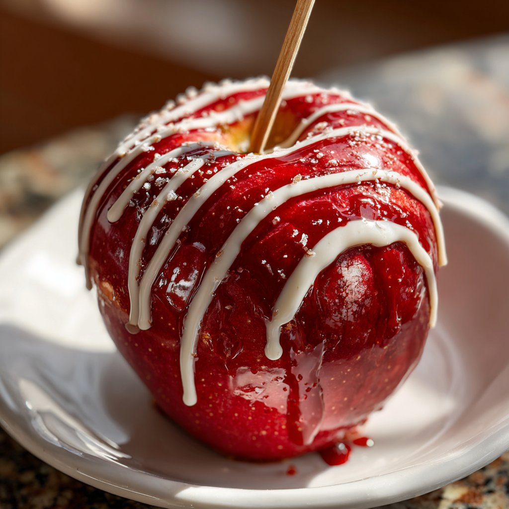 Candy Apple With White Chocolate Drizzle